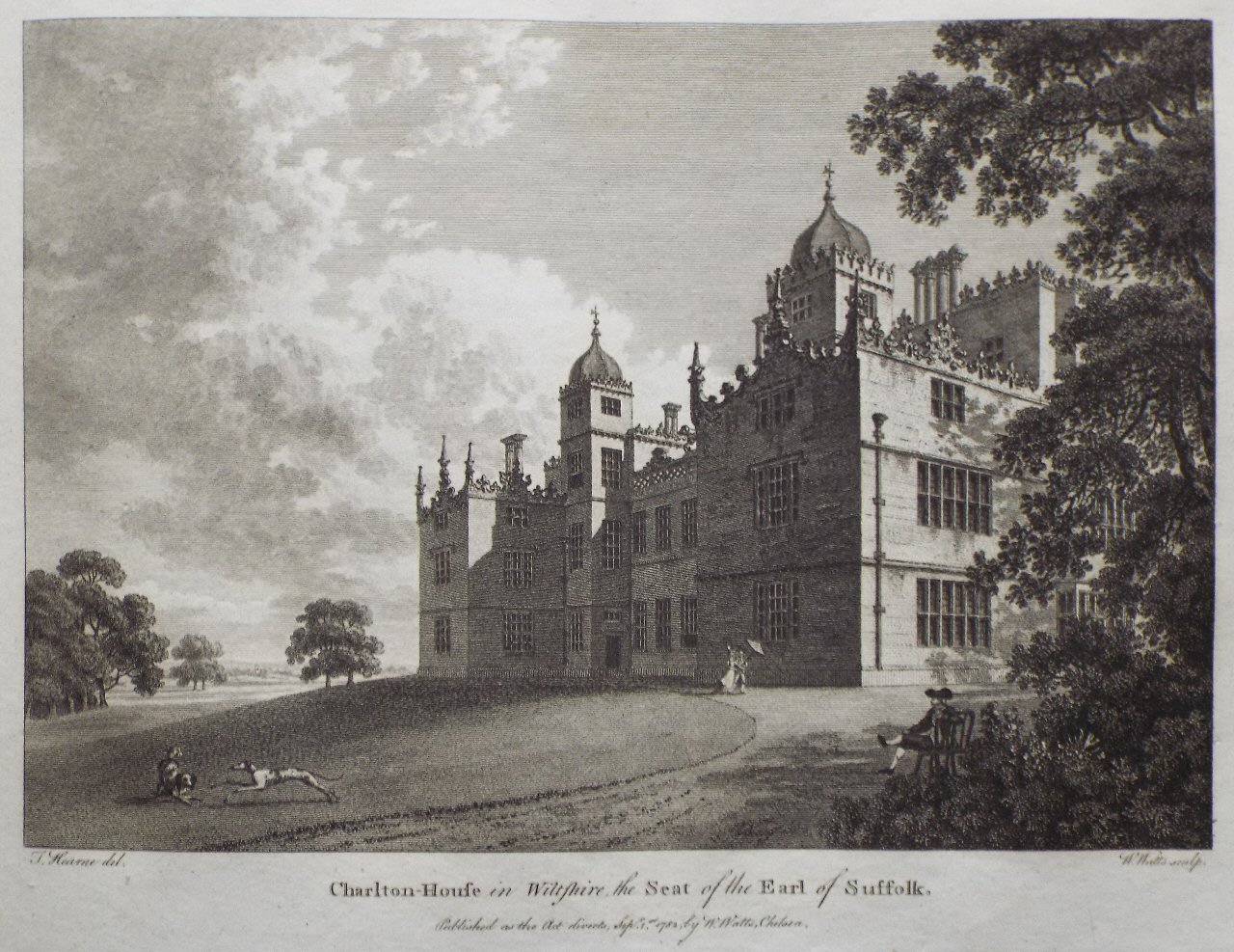 Print - Charlton-House in Wiltshire, the Seat of the Earl of Suffolk. - Watts